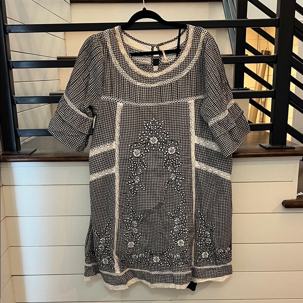 Free People Black and White Mini Dress